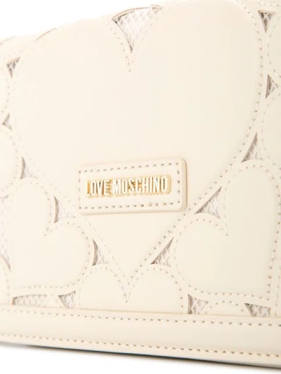 Shop Love Moschino Hearts Chain Strap Crossbody Bag - White