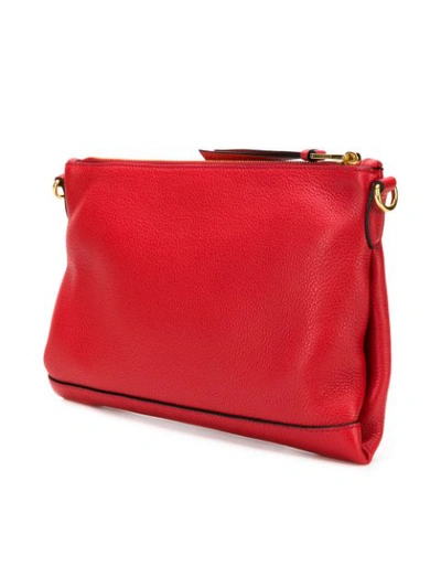 Shop Prada Pebbled Zipped Crossbody In Red