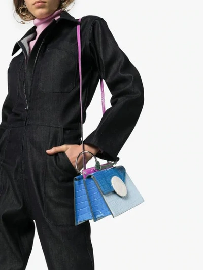 Shop Danse Lente Mini Phoebe Croc Crossbody Bag In Blue