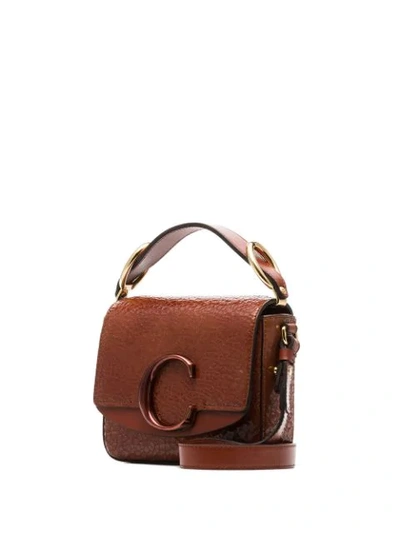 Shop Chloé C-ring Embellished Shoulder Bag In Brown