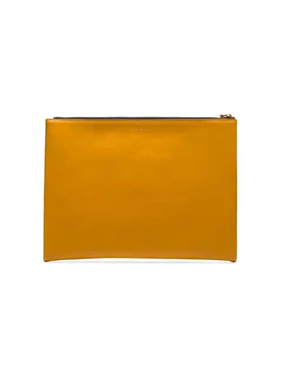 Shop Marni Mustard And White Leather Pouch In Brown