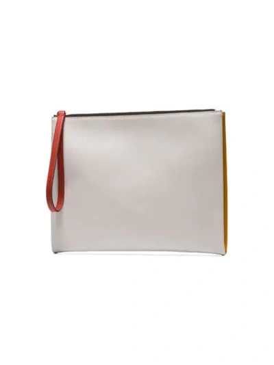 Shop Marni Mustard And White Leather Pouch In Brown