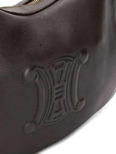 Pre-owned Celine  Embossed Logo Shoulder Bag In Brown