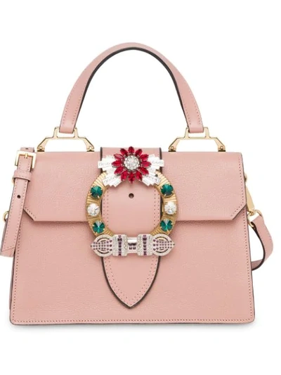 Shop Miu Miu Lady Madras Handbag In Pink