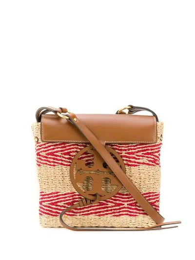 Shop Tory Burch Woven Crossbody Bag - Neutrals