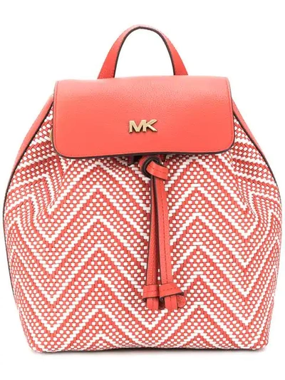 Shop Michael Kors Woven-effect Backpack In Red