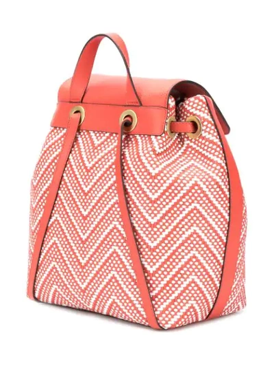 Shop Michael Kors Woven-effect Backpack In Red