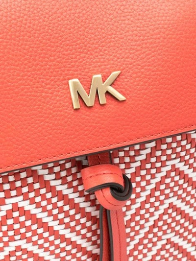 Shop Michael Kors Woven-effect Backpack In Red