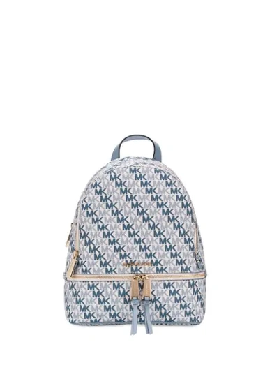 Shop Michael Michael Kors Rhea Logo Print Backpack - Blue