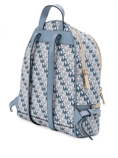 Shop Michael Michael Kors Rhea Logo Print Backpack - Blue