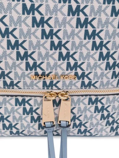 Shop Michael Michael Kors Rhea Logo Print Backpack - Blue