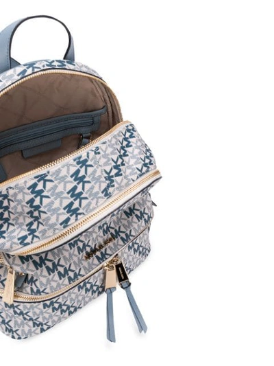 Shop Michael Michael Kors Rhea Logo Print Backpack - Blue