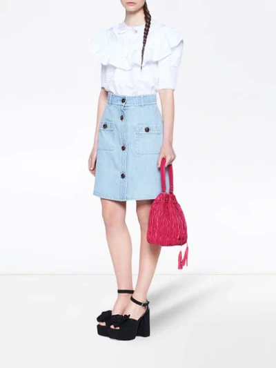 Shop Miu Miu Matelassé Drawstring Bucket Bag In Pink