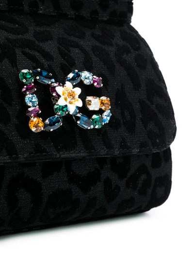 Shop Dolce & Gabbana Sicily Leopard Print Handbag In Black