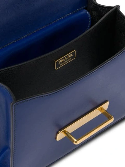 Shop Prada Cahier Leather Shoulder Bag In Blue