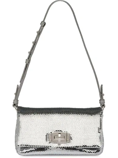 Shop Miu Miu Sequin Shoulder Bag In Silver