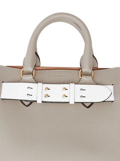 Shop Burberry The Small Tri-tone Leather Belt Bag In Grey