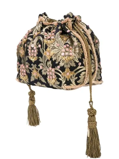 Shop Etro Mini Embroidered Bucket Bag - Gold