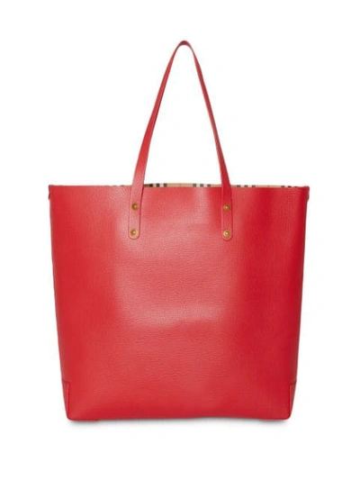 Shop Burberry Large Embossed Crest Leather Tote In Red