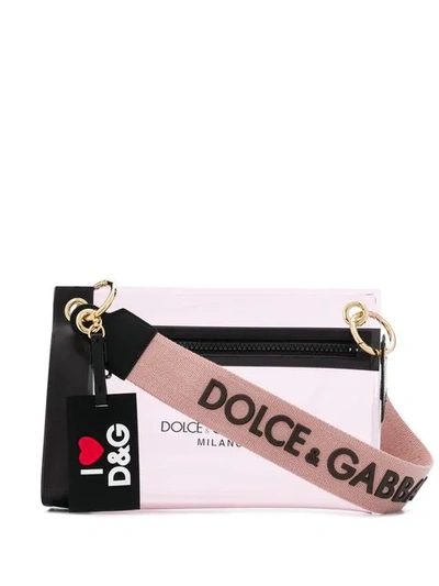 Shop Dolce & Gabbana Logo Print Clutch In Pink