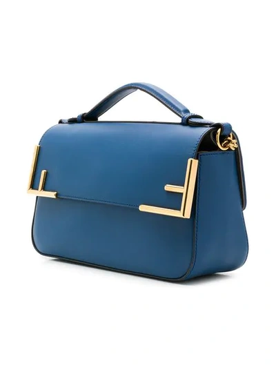 Shop Fendi Ff Panelled Shoulder Bag In Blue