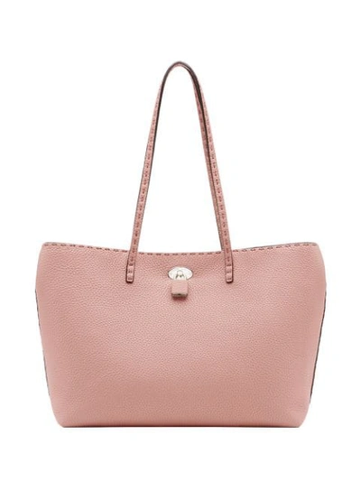 Shop Fendi Stitching-detail Twist-lock Tote Bag In Pink