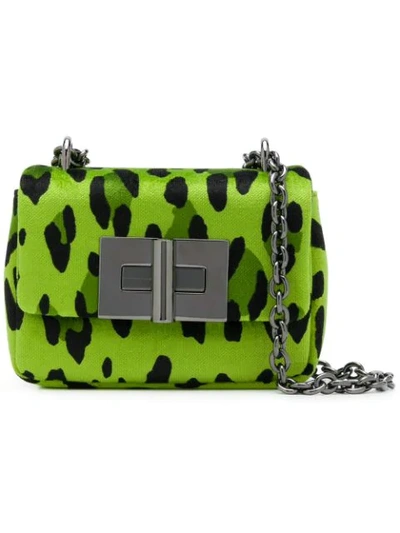Shop Tom Ford Mini Natalia Leopard Velvet Bag In Green