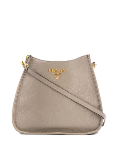 Shop Prada Hobo Shoulder Bag In Neutrals