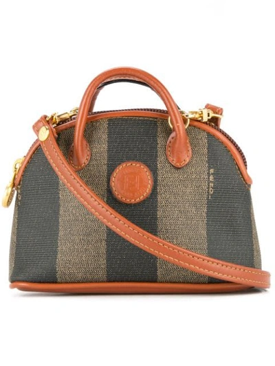 Pre-owned Fendi Pequin Pattern 2way Mini Hand Bag In Brown