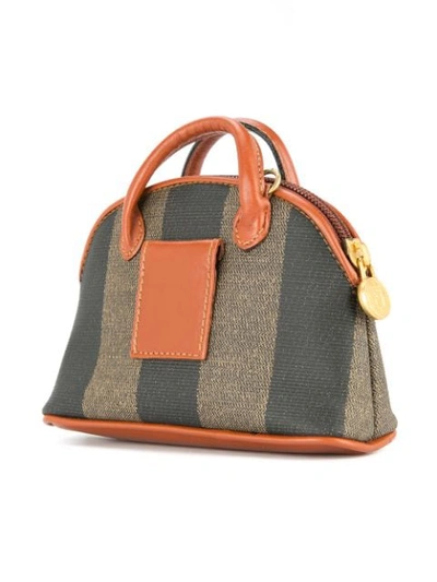 Pre-owned Fendi Pequin Pattern 2way Mini Hand Bag In Brown