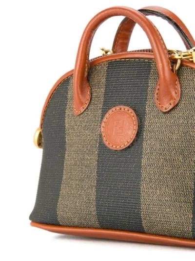 Pre-owned Fendi Pequin Pattern 2way Mini Hand Bag In Brown