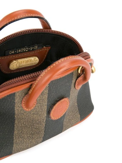 Pre-owned Fendi Pequin Pattern 2way Mini Hand Bag In Brown