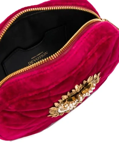 Shop Dolce & Gabbana Quilted Velvet Shoulder Bag In Pink