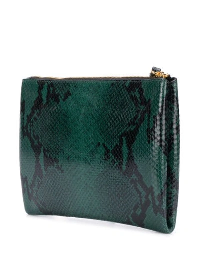 Shop Marni Python Print Leather Pouch In Green