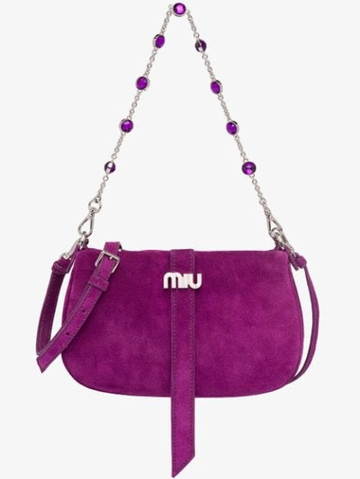 Shop Miu Miu Suede Shoulder Bag - Purple