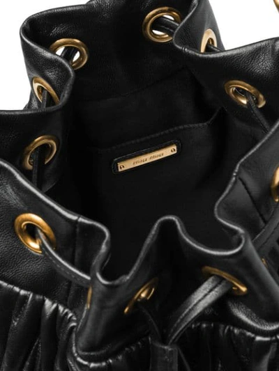 Shop Miu Miu Matelassé Leather Bucket Bag In F0002 Black