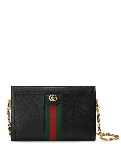 Shop Gucci Small Ophidia Gg Shoulder Bag In Black