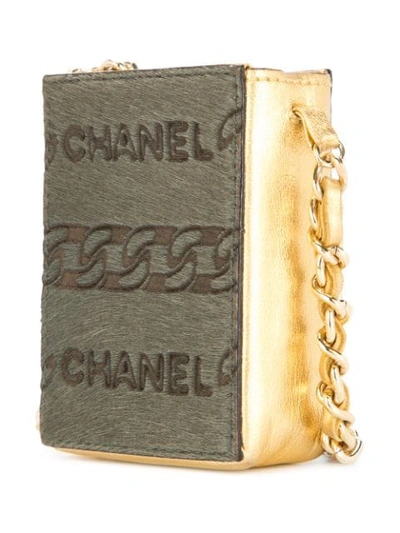 Pre-owned Chanel 2000-2002 Cc Logo Mini Necklace Chain Bag In Green