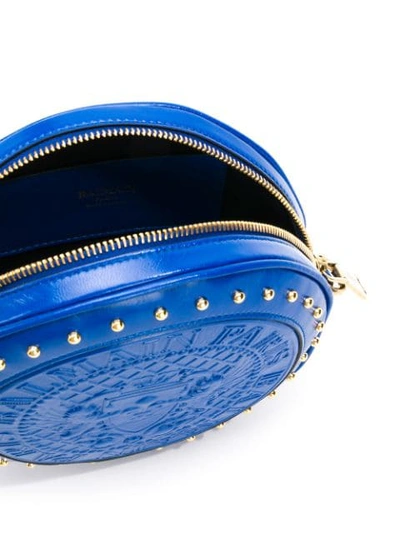 Shop Balmain Leather Shoulder Bag In Blue