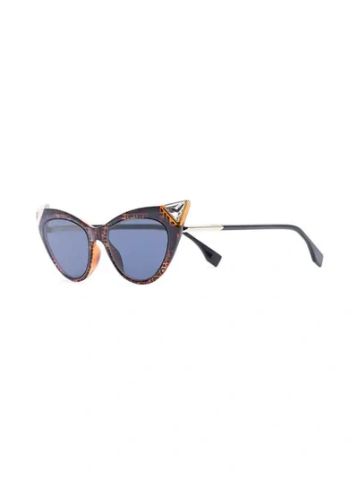 Shop Fendi Brown Iridia Logo-acetate Cat Eye Sunglasses