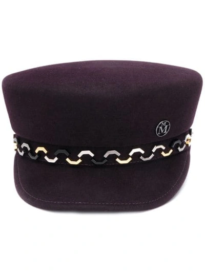 MAISON MICHEL 锁链镶嵌警长帽 - 紫色