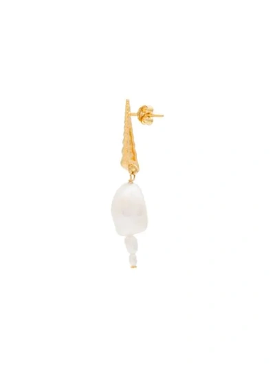 Shop Anni Lu Shell Pearl Drop Earrings In White