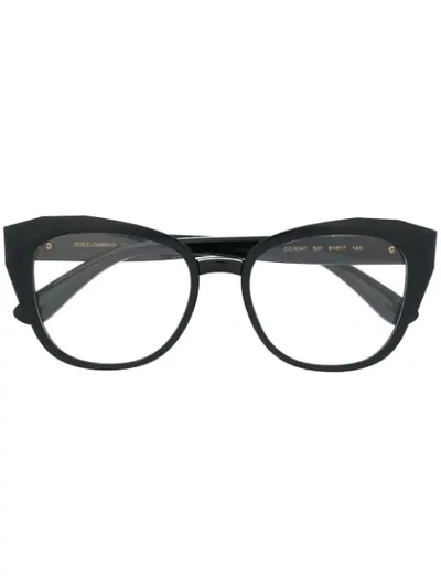 Shop Dolce & Gabbana Cat-eye Frame Glasses In Black