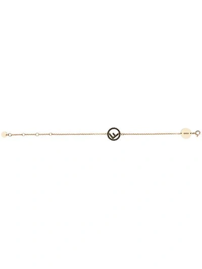 Shop Fendi Logo Charm Bracelet In Metallic