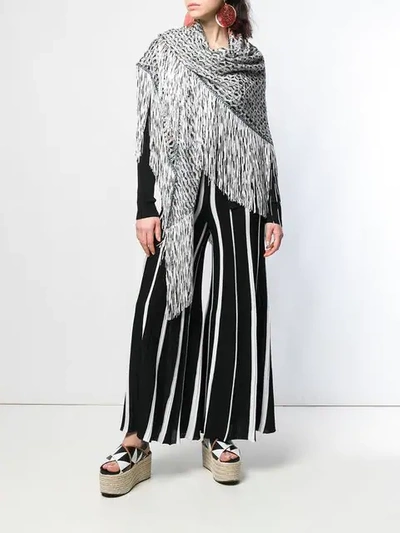 Shop Missoni Fringed Knitted Shawl In Neutrals