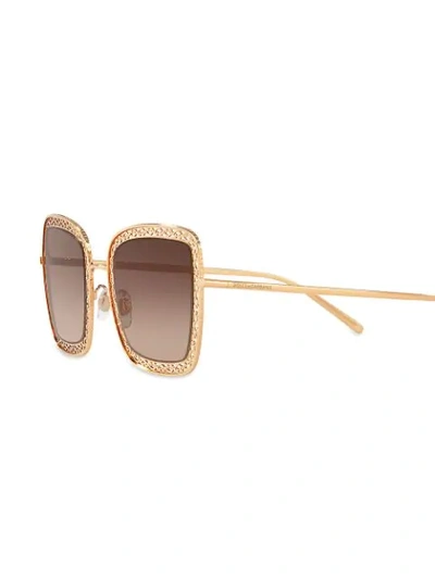 Shop Dolce & Gabbana Eyewear Oversized Square Frame Sunglasses - Gold