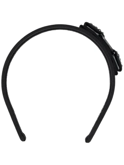 Shop Ferragamo Rhinestone Bow Headband In Black