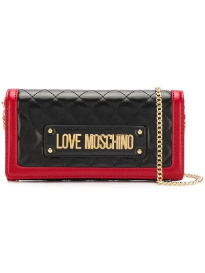 Shop Love Moschino Foldover Logo Wallet In Black
