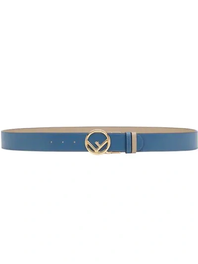 Shop Fendi Logo Buckle Belt In Blue