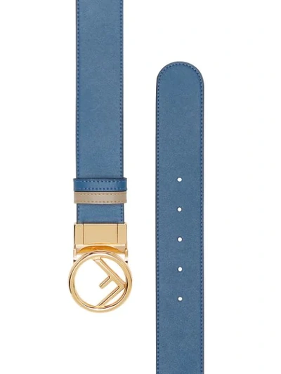 Shop Fendi Logo Buckle Belt In Blue